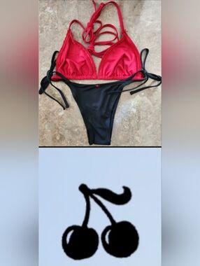 LDD/L/XL/XXL PINK By Frankies Bikinis Cape May Rosemary Bikini Set Red Black